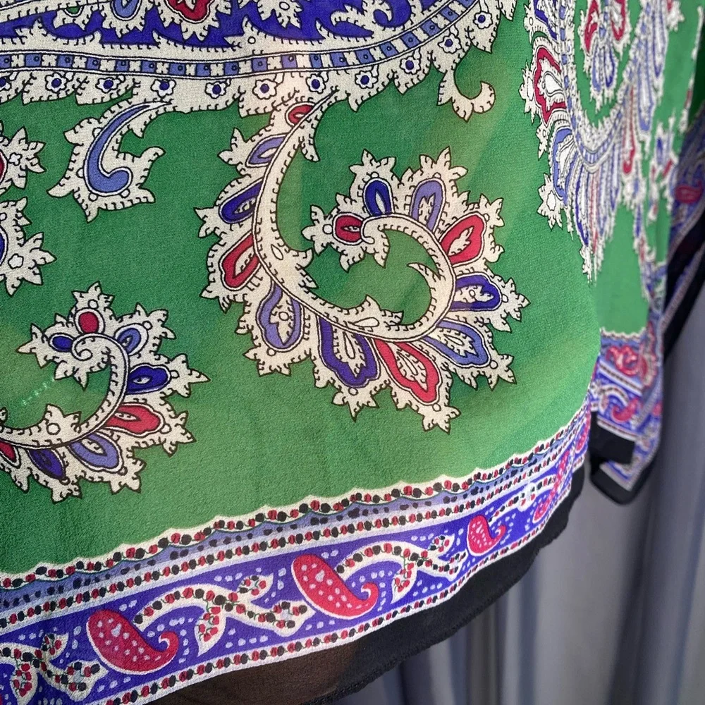 Talbots Green Paisley Handkerchief Top | Boho Poncho Style